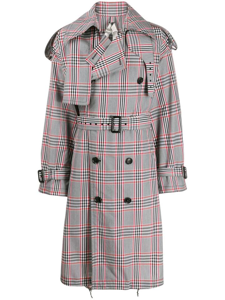 Juun.j Checked Trenchcoat - Grey