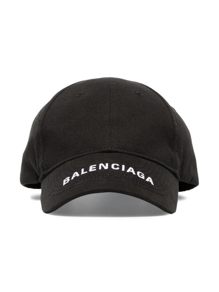 Balenciaga Black Logo Embroidered Cotton Cap