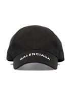 Balenciaga Black Logo Embroidered Cotton Cap