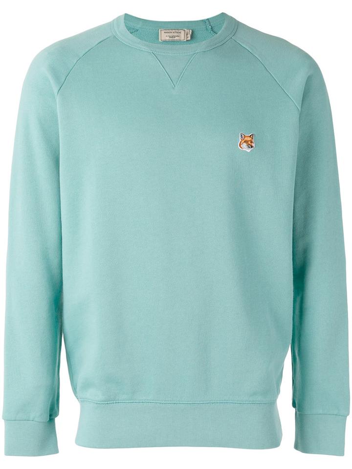 Maison Kitsuné Crew Neck Sweatshirt, Men's, Size: Small, Blue, Cotton