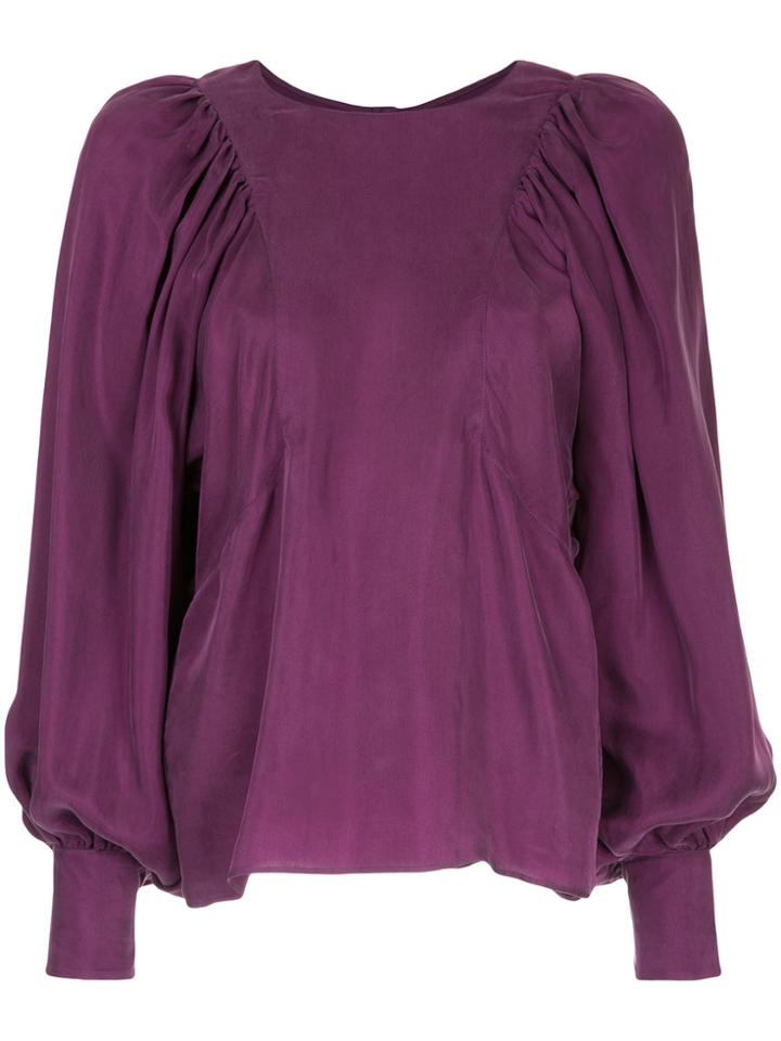 Des Prés Balloon Sleeve Blouse - Pink & Purple