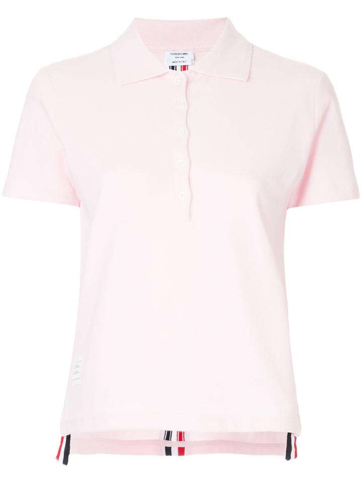 Thom Browne Relaxed Fit Short Sleeve Polo With Center Back Red, White