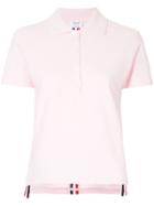 Thom Browne Relaxed Fit Short Sleeve Polo With Center Back Red, White