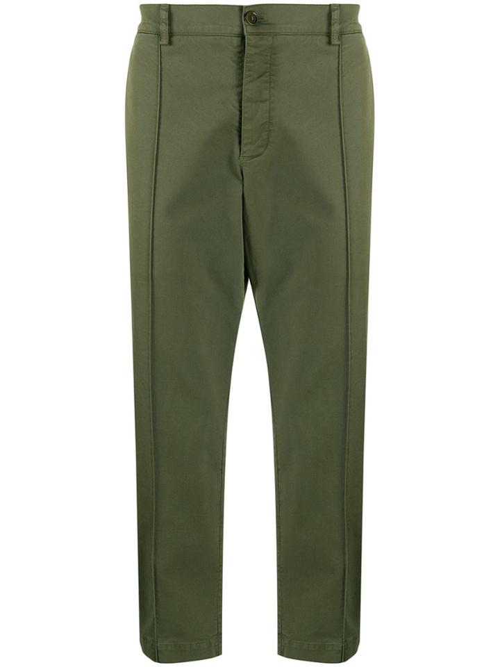 Ymc Straight Fit Cropped Trousers - Green