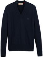 Burberry Cashmere V-neck Sweater - Blue