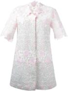 Giambattista Valli Roses Motif Midi Coat, Women's, Size: 42, White, Cotton/polyamide/polyester/silk