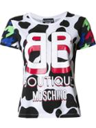 Boutique Moschino Cow Print T-shirt, Women's, Size: 40, White, Cotton