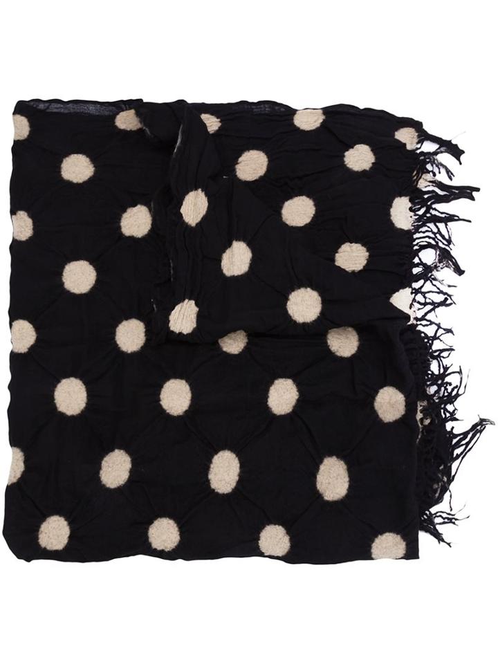 Uma Wang Polka Dot Scarf, Men's, Black, Wool