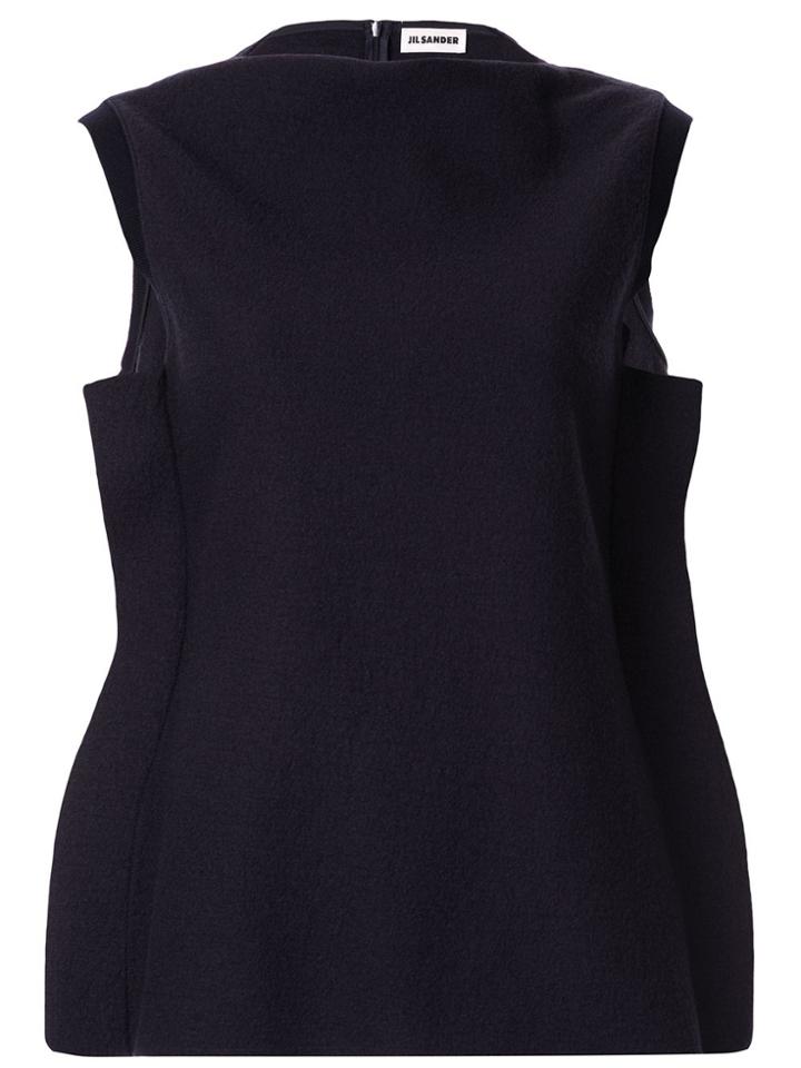 Jil Sander Frilled Sleeveless Blouse - Blue