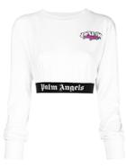 Palm Angels Logo Cropped Sweatshirt - White