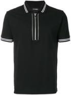 Les Hommes Zip Fastening Polo Shirt - Black