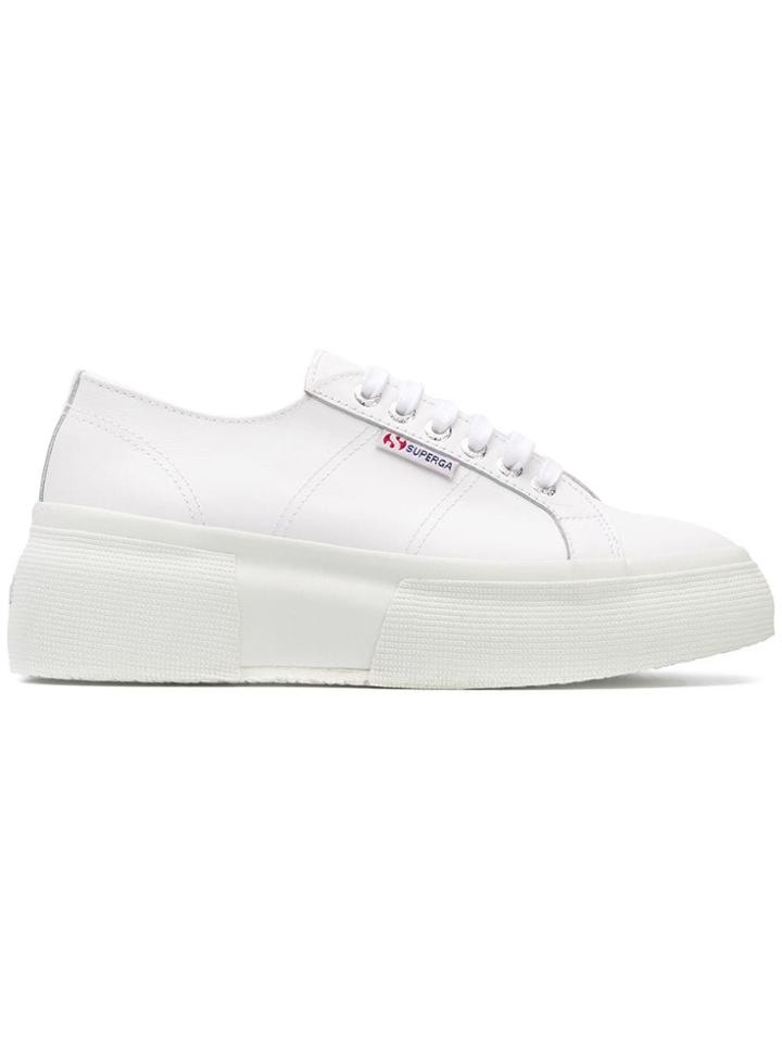 Superga Nappa Lea Platform Sneakers - White