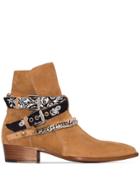 Amiri Brown Bandana Strap Buckle Suede Boots