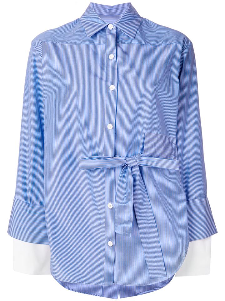 Eudon Choi Pinstripe Side Tie Shirt - Blue