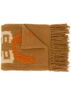 Ymc Motif Fringed Edge Scarf - Brown