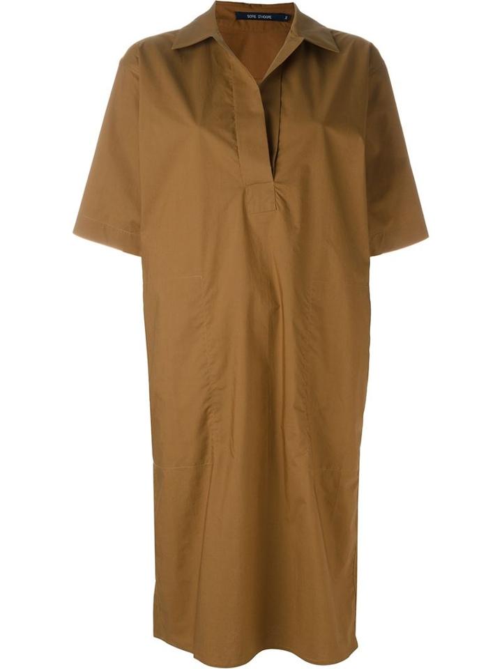 Sofie D Hoore Oversized Shirt Dress, Women's, Size: 40, Brown, Cotton
