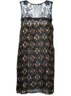 P.a.r.o.s.h. Floral Print Pleated Dress, Women's, Size: Xs, Black, Polyester/cotton/polyamide
