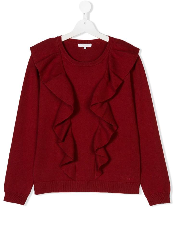 Chloé Kids Frill Detail Sweater - Red