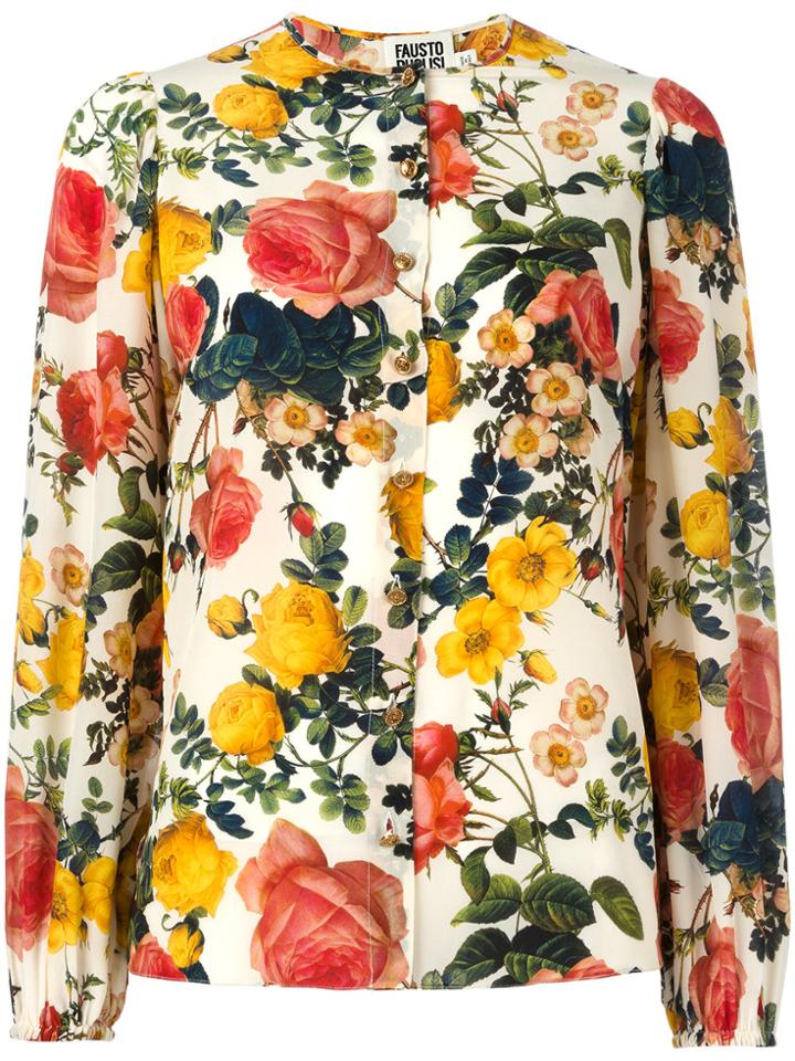 Fausto Puglisi Flower Print Collarless Shirt - Multicolour