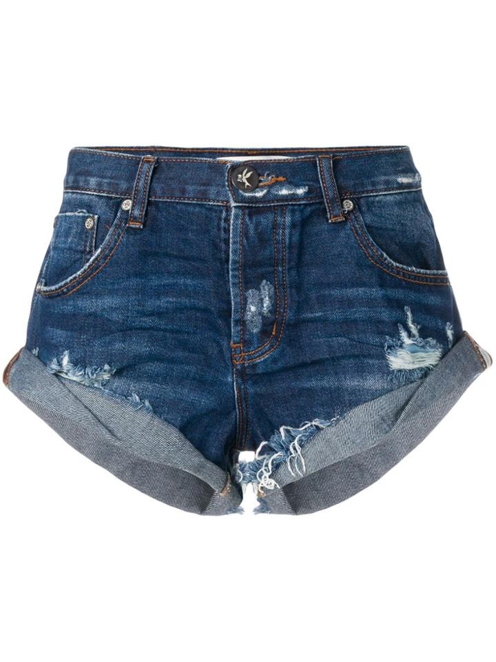 One Teaspoon Bandit Denim Shorts - Blue