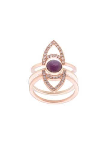 Kwit Jewelry Star Ruby Eye Ring - Metallic
