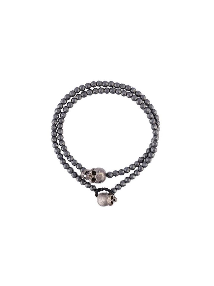 Luis Morais Moving Jaw Skull Bracelet, Men's, Black