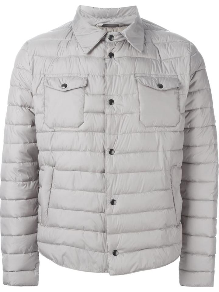 Eleventy Padded Buttoned Jacket, Men's, Size: Xl, Grey, Polyester