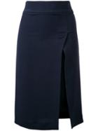 Estnation - Front Slit Skirt - Women - Polyester/triacetate - 36, Blue, Polyester/triacetate