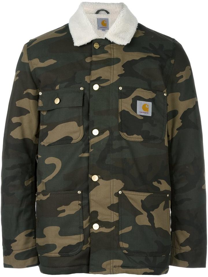 Carhartt Contrast Collar Camouflage Bomber Jacket, Men's, Size: Xl, Green, Polyester/cotton