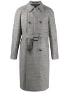 Tagliatore Houndstooth-print Trench Coat - Grey