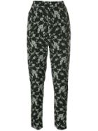 Co Floral Print Tapered Trousers - Black