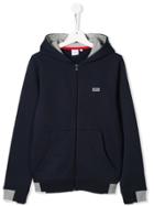 Boss Kids Teen Logo Zipped Hoodie - Blue