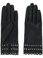 Agnelle Laser Cut Studded Gloves - Black