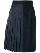 Thom Browne Moire Half Pleated Pencil Skirt - Blue