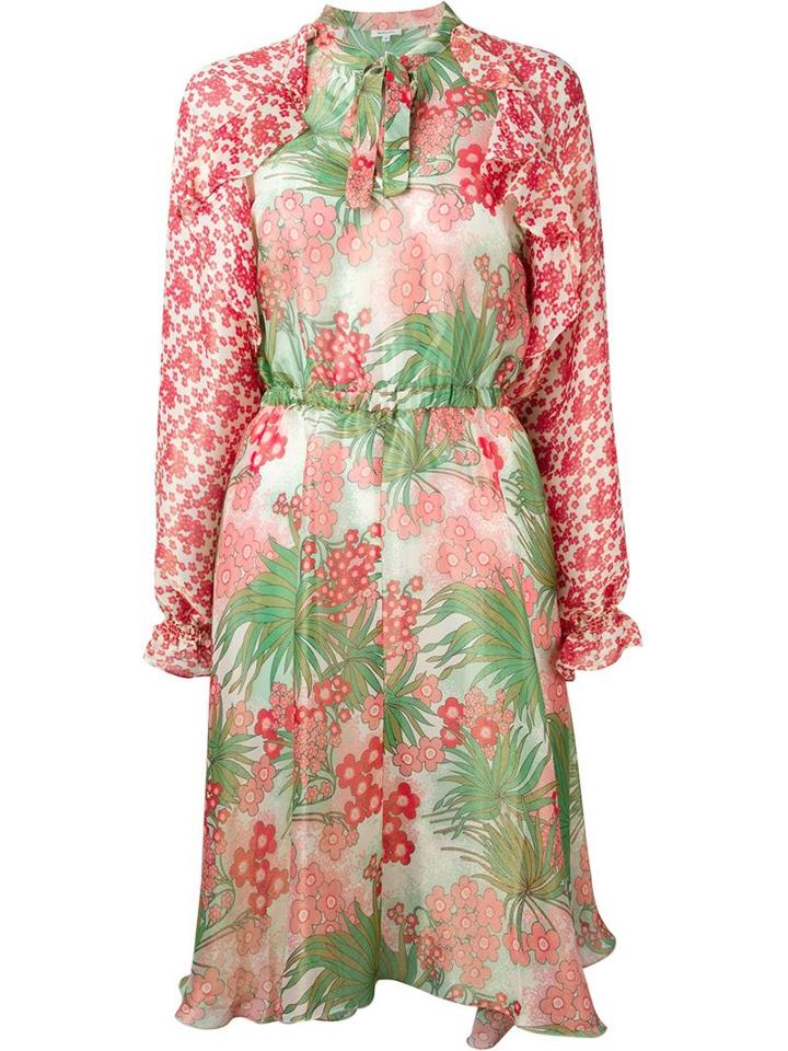 Manoush Floral Print Dress, Women's, Size: 40, Red, Silk/viscose/metal