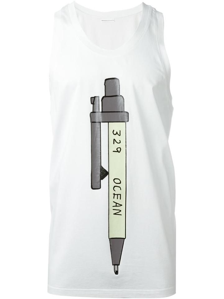 Sankuanz Automatic Pencil Print Tank Top, Men's, Size: Xs, White, Cotton