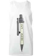 Sankuanz Automatic Pencil Print Tank Top, Men's, Size: Xs, White, Cotton