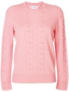 Barrie Fluttering Lace Cashmere Round Neck Pullover - Pink