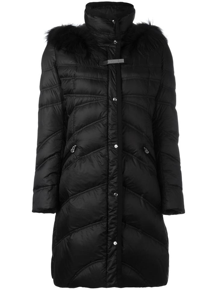 Baldinini Zipped Midi Parka Coat, Women's, Size: 44, Black, Polyamide/feather Down/racoon Fur