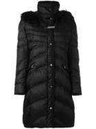 Baldinini Zipped Midi Parka Coat, Women's, Size: 44, Black, Polyamide/feather Down/racoon Fur