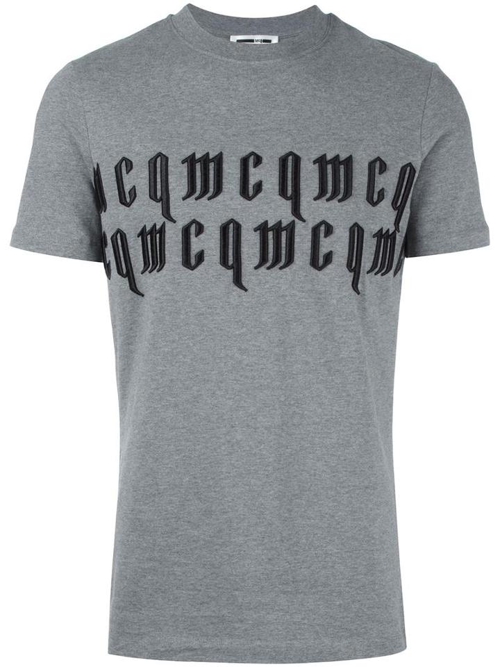 Mcq Alexander Mcqueen Embroidered Logo T-shirt, Men's, Size: Xl, Grey, Cotton