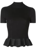 Alexander Wang Ribbed Peplum Tee - Black