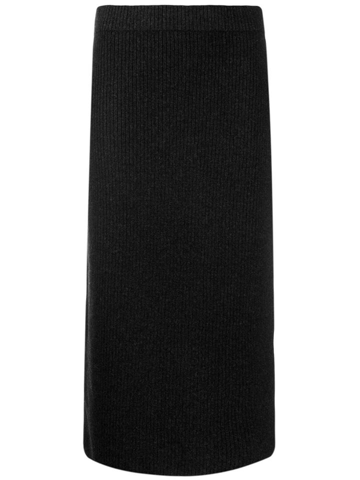 Vince Ribbed Knit Midi Skirt - Grey