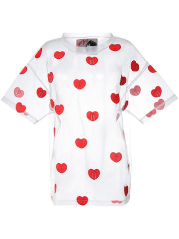 Jenny Fax Heart Emojis Blouse, Size: Medium, White, Nylon
