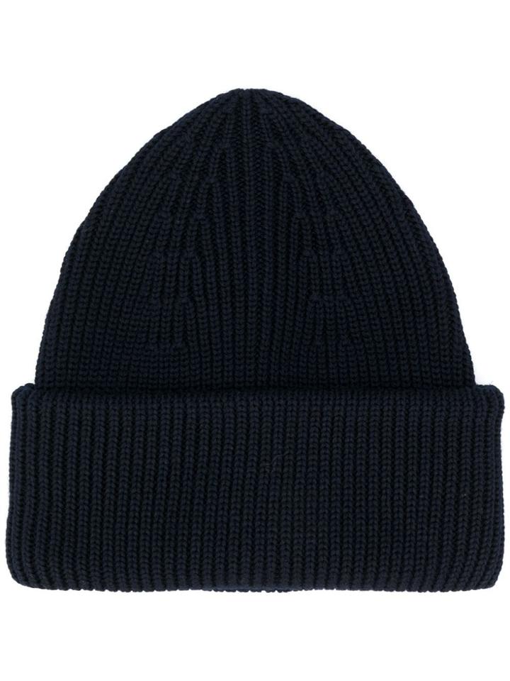 Roberto Collina Ribbed Beanie Hat - Blue