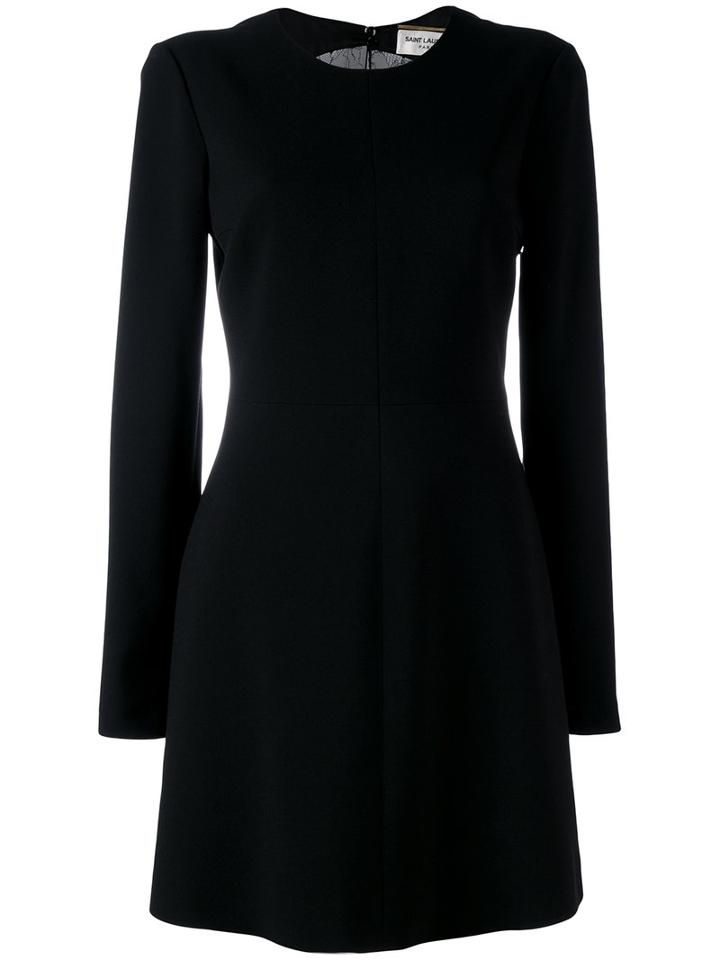 Saint Laurent Lace Back Mini Dress, Women's, Size: 40, Black, Acetate/viscose/polyamide/silk
