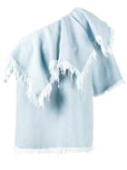 Marques'almeida - One-shoulder Frayed Denim Top - Women - Cotton - M, Women's, Blue, Cotton