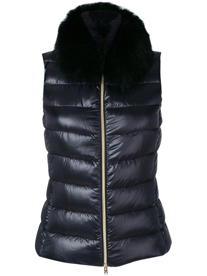 Herno Fox Fur Trim Gilet - Black