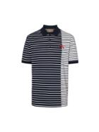 Burberry Contrast Stripe Cotton Polo Shirt - Blue