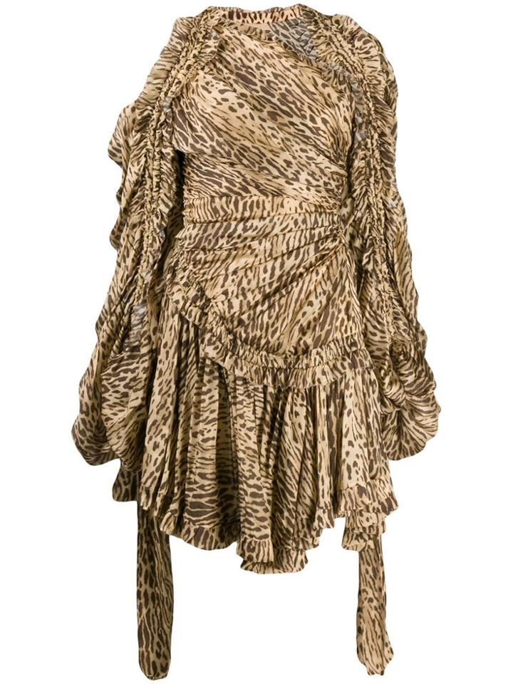 Zimmermann Animal Print Asymmetric Mini Dress - Brown